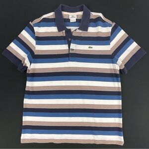 Lacoste Striped Polo Shirt - Blue and White